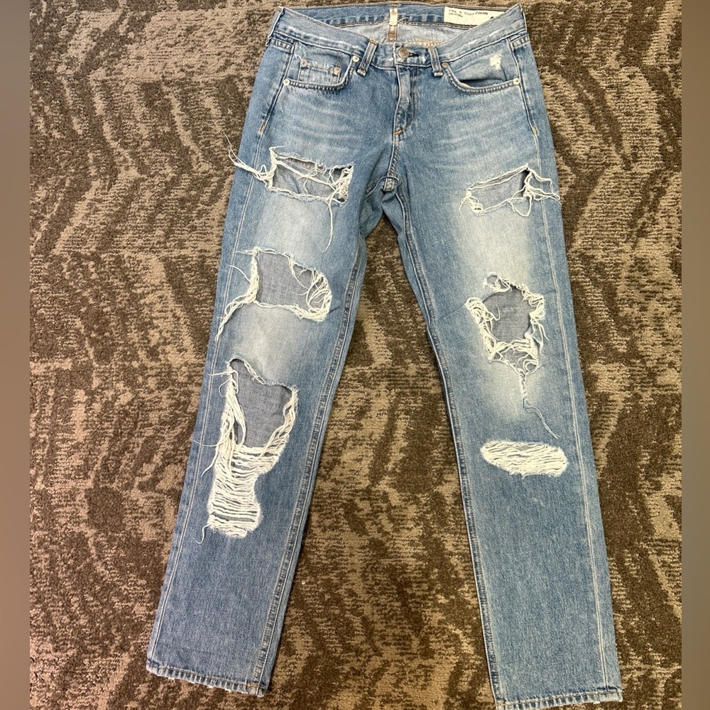 Rag And Bone / Jean For Intermix Distressed Denim Boyfriend Jean Color Rebel 24